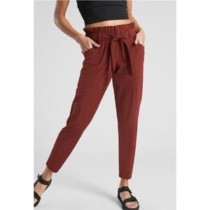 Athleta Skyline Ankle Pants Cognac Brown‎ Paperbag High Waist Sz 2 Women